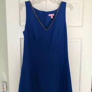 Lilly Pulitzer blue dress with gold details